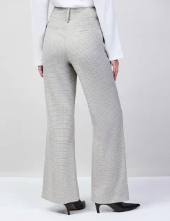 Dogtooth Wide Leg Flared Trousers