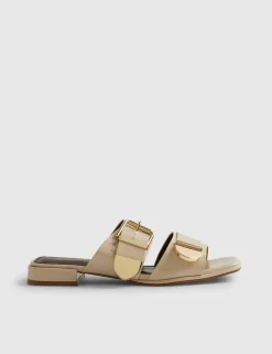 Double Buckle Flat Sandals