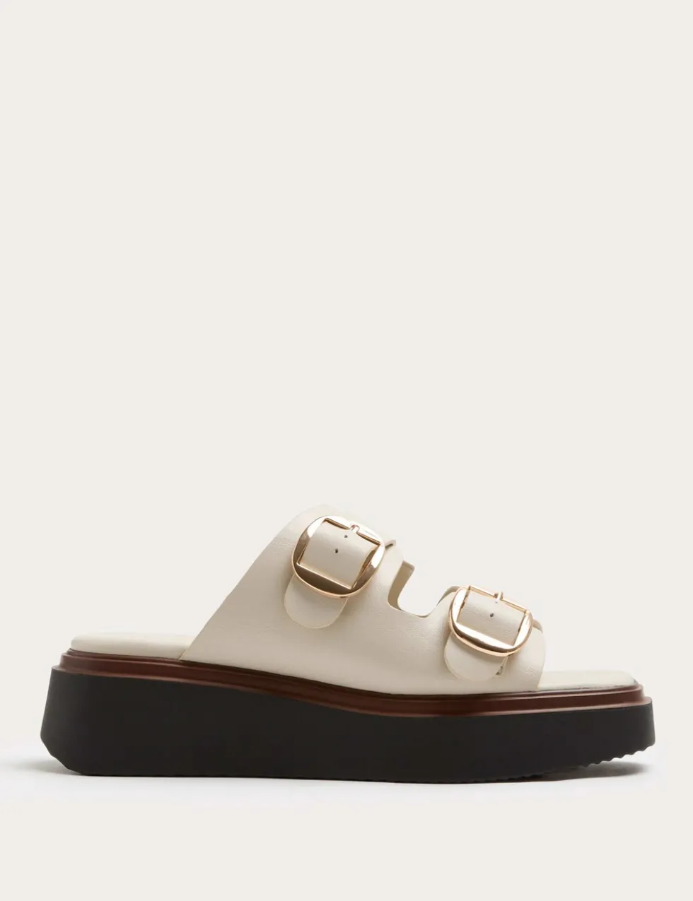 Double Buckle Flatform Mules