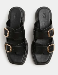 Double Buckle Flatform Mules