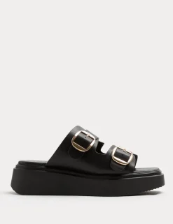 Double Buckle Flatform Mules