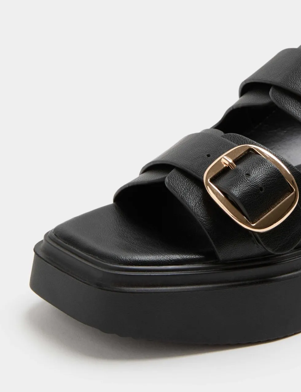 Double Buckle Flatform Mules