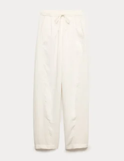 Double Cloth Drawstring Tapered Trousers