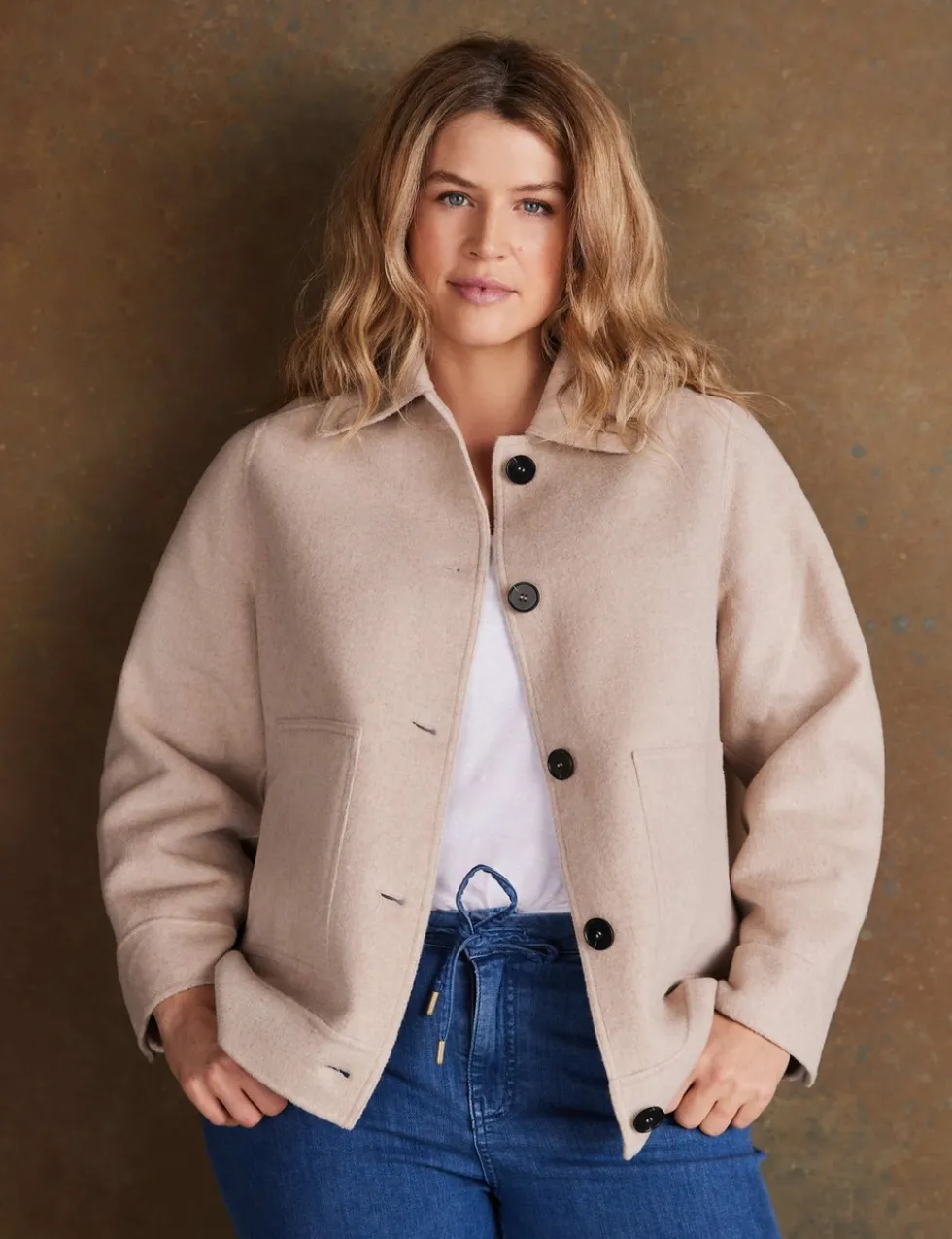 Double Faced Wool Blend Lightweight Jacket