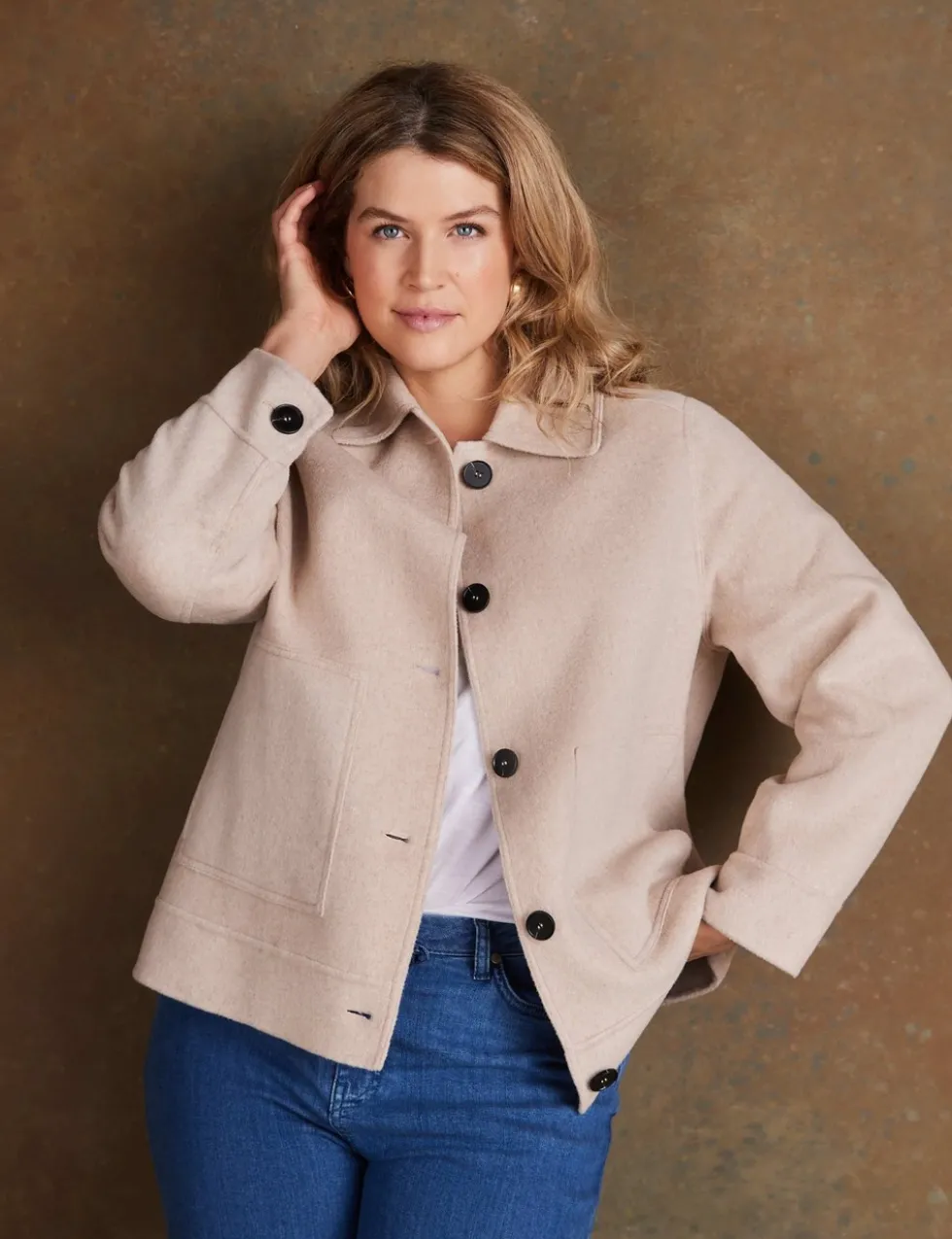 Double Faced Wool Blend Lightweight Jacket