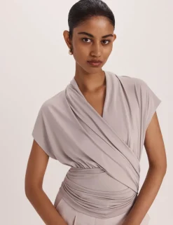 Draped V-Neck Wrap Top