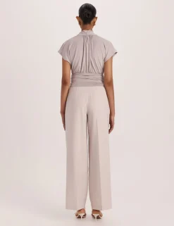 Draped V-Neck Wrap Top