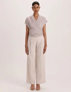 Draped V-Neck Wrap Top