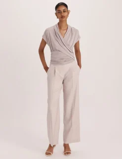 Draped V-Neck Wrap Top