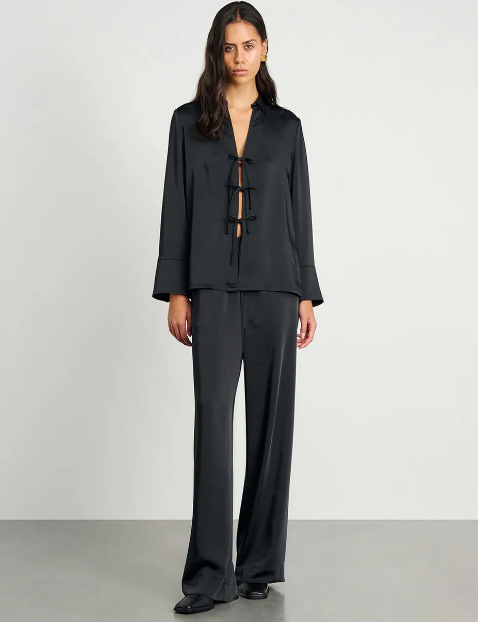 Drawstring Wide Leg Trousers