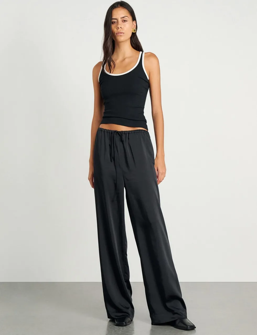 Drawstring Wide Leg Trousers