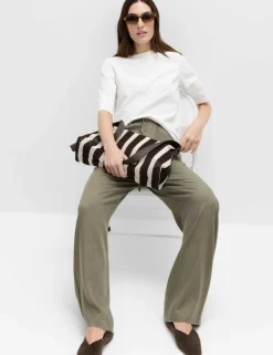 Drawstring Wide Leg Trousers with Linen