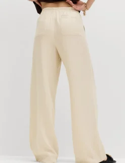 Drawstring Wide Leg Trousers with Linen