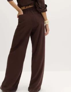 Drawstring Wide Leg Trousers with Linen