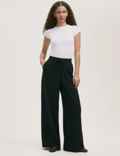 Drawstring Wide Leg Trousers
