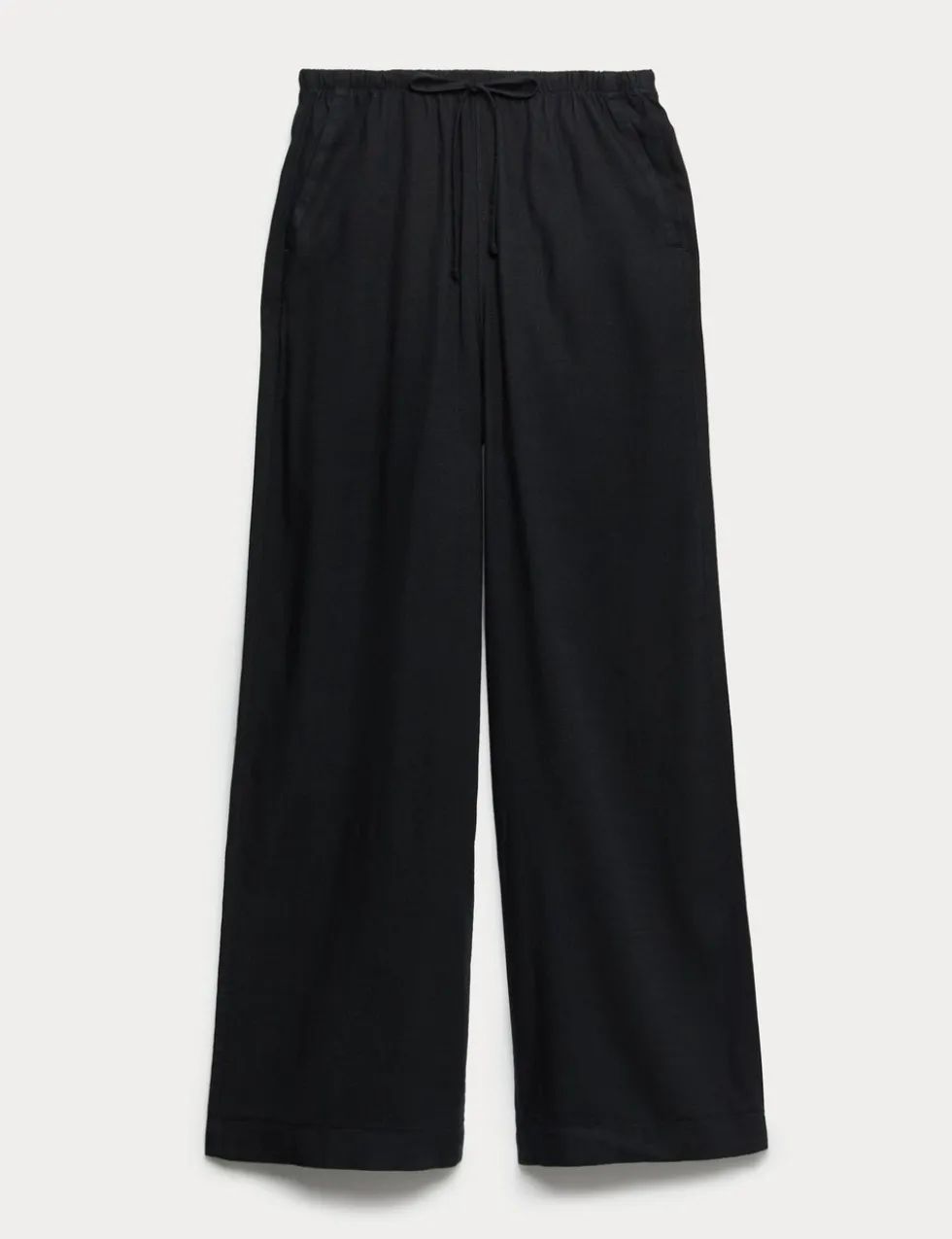 Drawstring Wide Leg Trousers with Linen