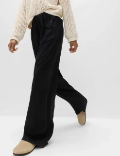 Drawstring Wide Leg Trousers with Linen