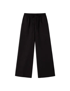 Drawstring Wide Leg Trousers with Linen
