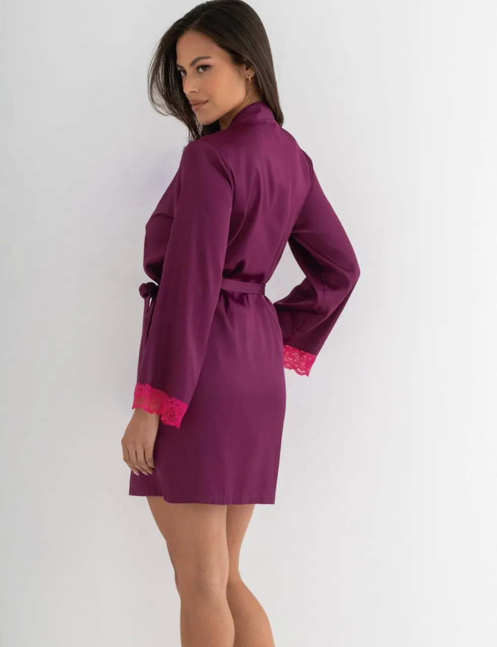Dusk Lace Trim Dressing Gown
