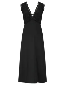 Dusk Satin & Lace Plunge Midi Chemise