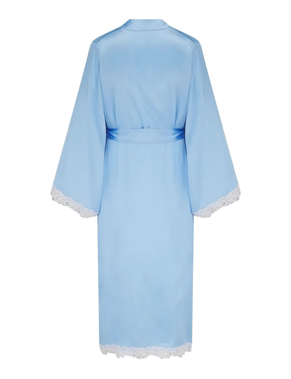 Dusk Satin and Lace Kimono Sleeve Dressing Gown