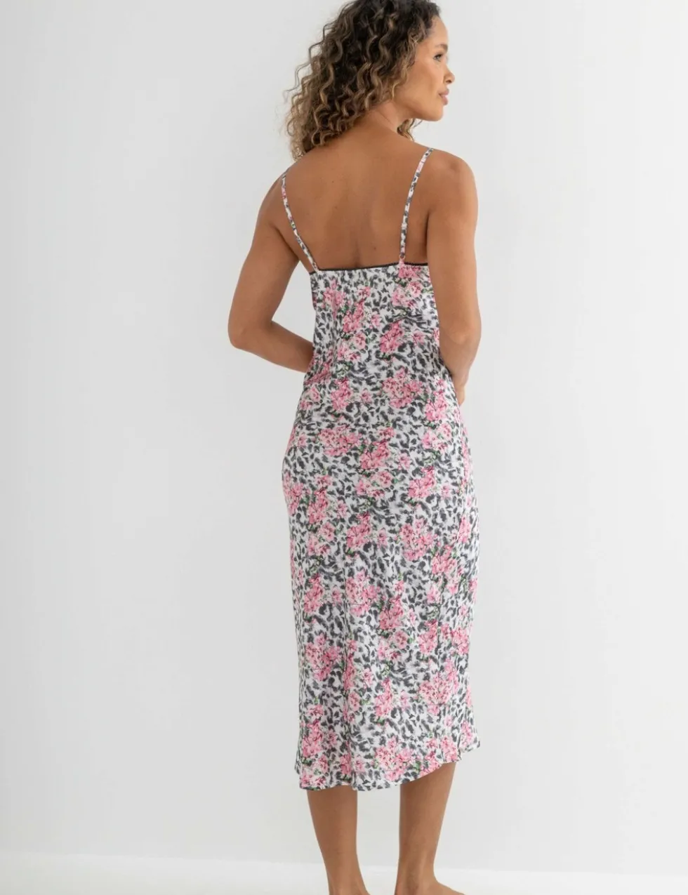 Dusk Satin and Lace Midi Chemise