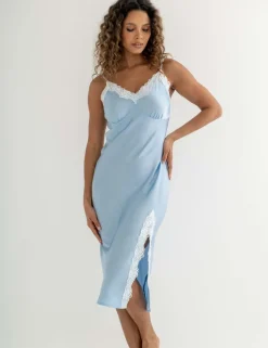 Dusk Satin and Lace Midi Chemise