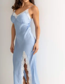 Dusk Satin and Lace Midi Chemise