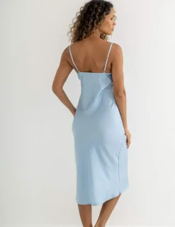 Dusk Satin and Lace Midi Chemise