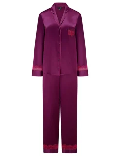 Dusk Satin and Lace Revere Collar Pyjama Set