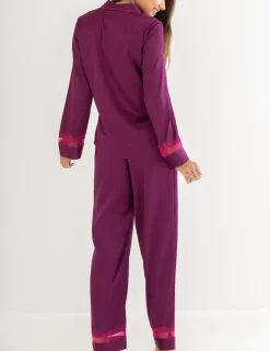 Dusk Satin and Lace Revere Collar Pyjama Set
