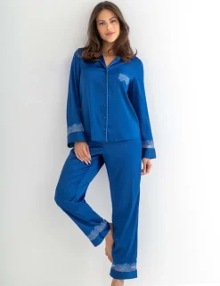 Dusk Satin and Lace Revere Collar Pyjama Set
