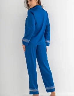 Dusk Satin and Lace Revere Collar Pyjama Set