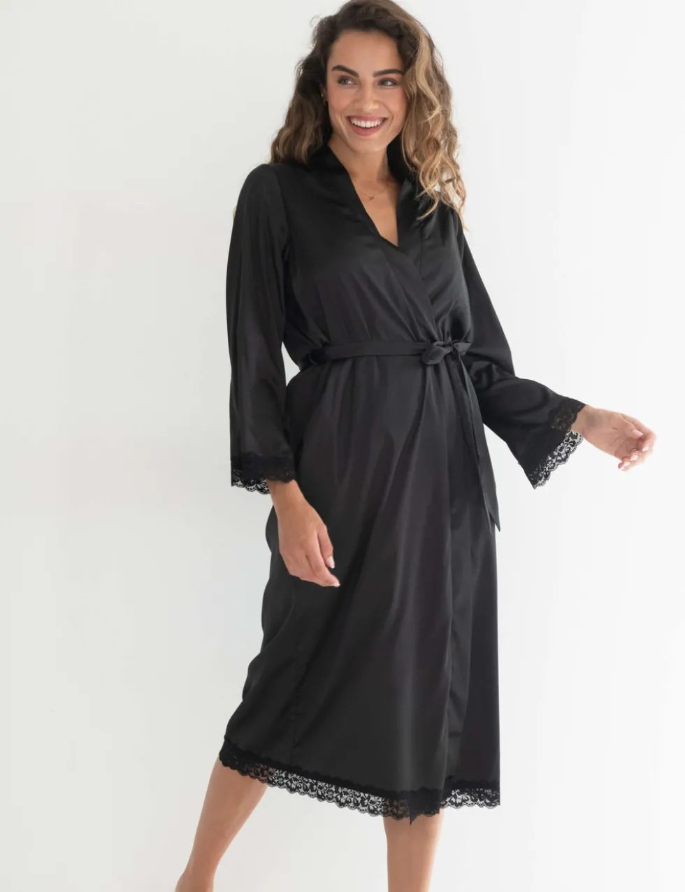 Dusk Satin Kimono Dressing Gown