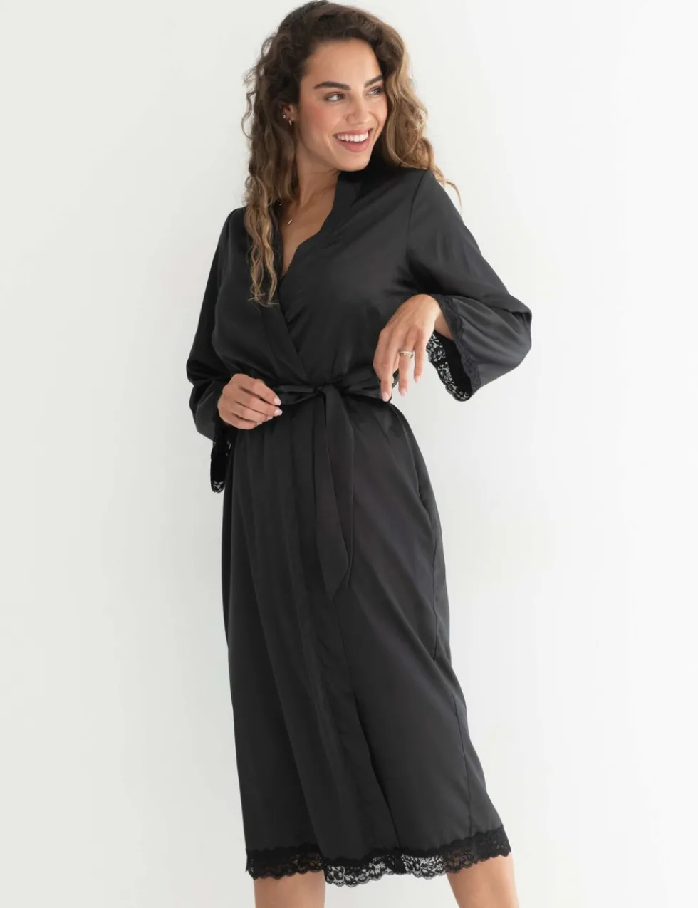 Dusk Satin Kimono Dressing Gown