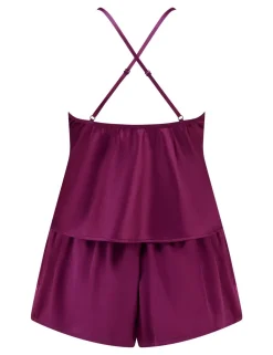 Dusk Satin Lace Trim Cami Shortie Set