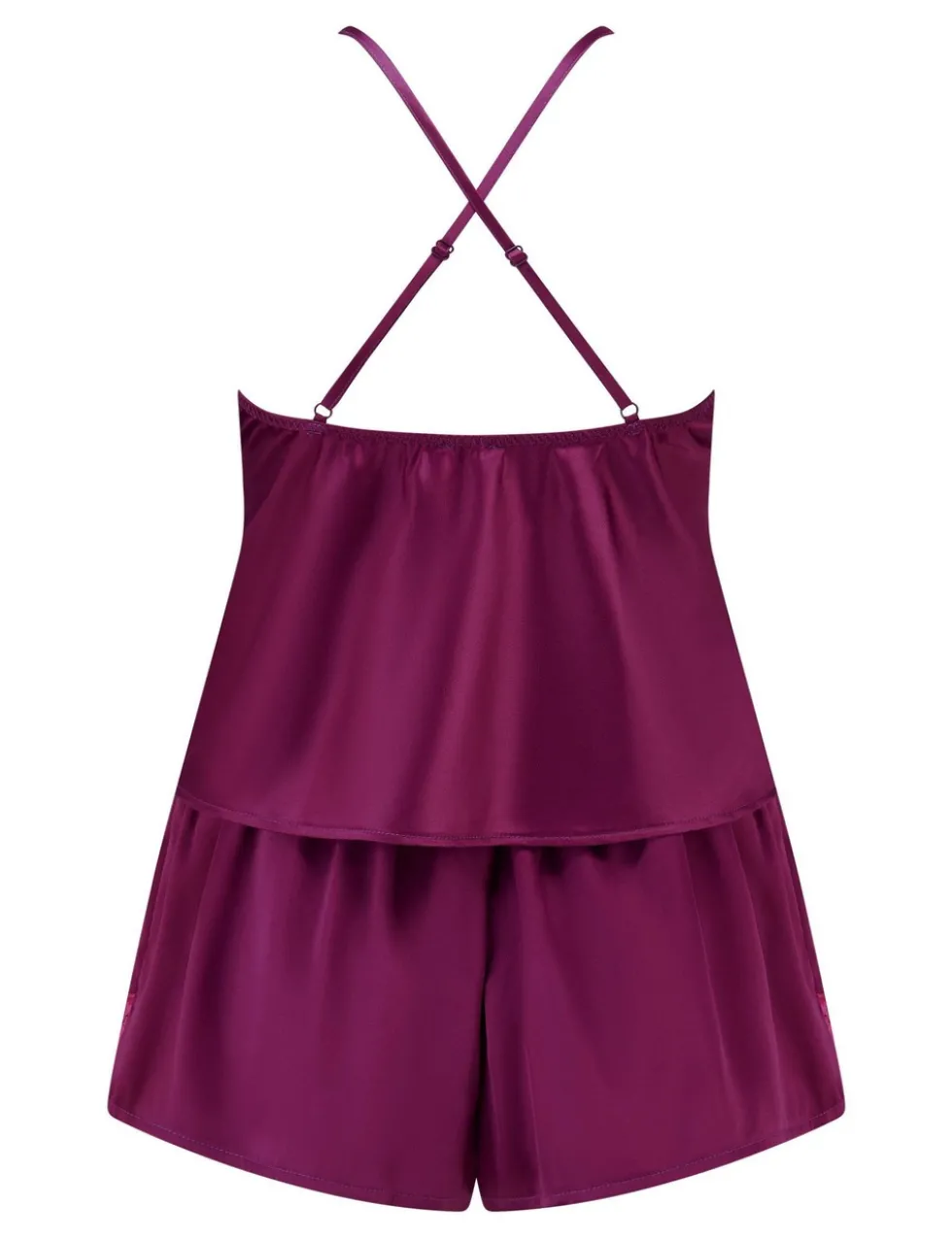 Dusk Satin Lace Trim Cami Shortie Set