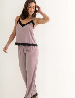 Dusk Satin Lace Trim Pyjama Set