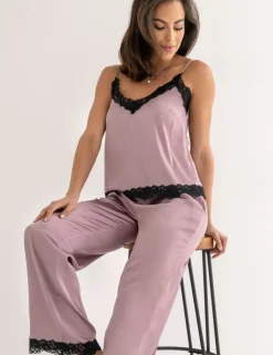 Dusk Satin Lace Trim Pyjama Set