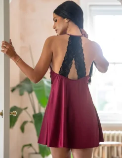 Dusk Satin Lace Trim Strappy Chemise