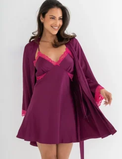 Dusk Satin Lace Trim Strappy Chemise