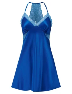 Dusk Satin Lace Trim Strappy Chemise