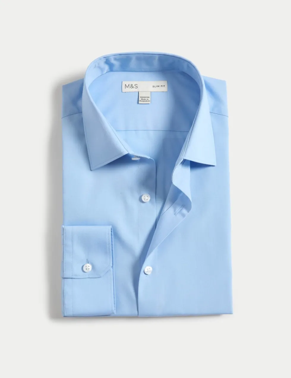 Easy Iron Slim Fit 2 Inch Shorter Cotton Blend Shirt
