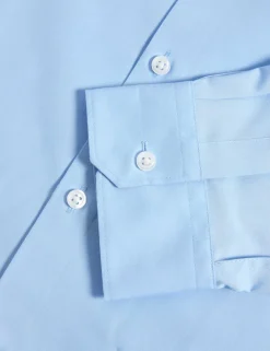 Easy Iron Slim Fit 2 Inch Shorter Cotton Blend Shirt