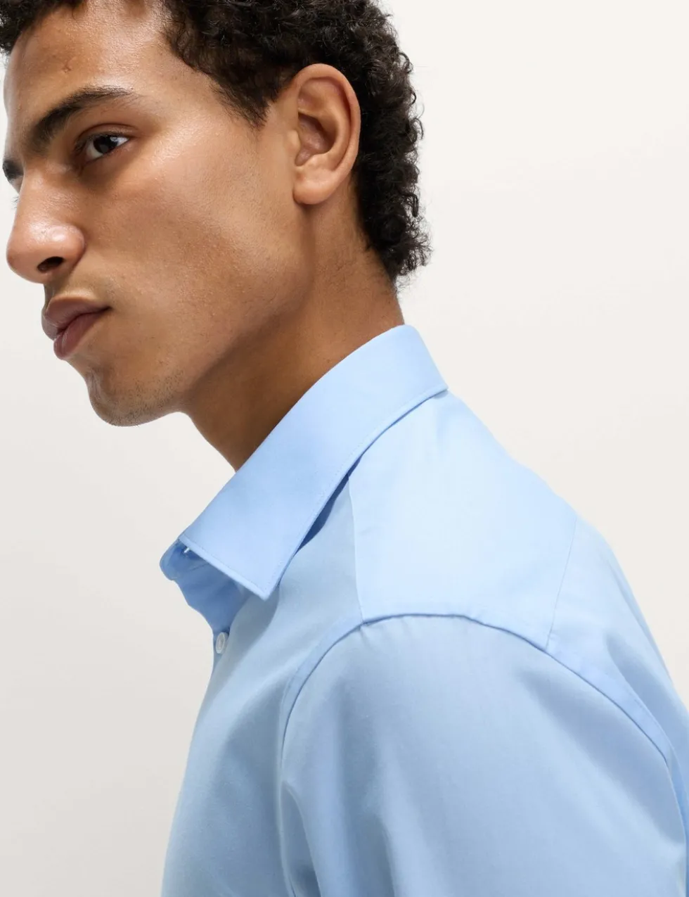 Easy Iron Slim Fit 2 Inch Shorter Cotton Blend Shirt