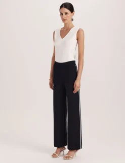 Elasticated Waist Straight Leg Trousers