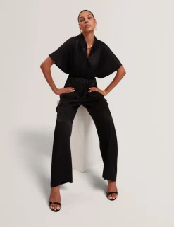 Elasticated Waist Straight Leg Trousers