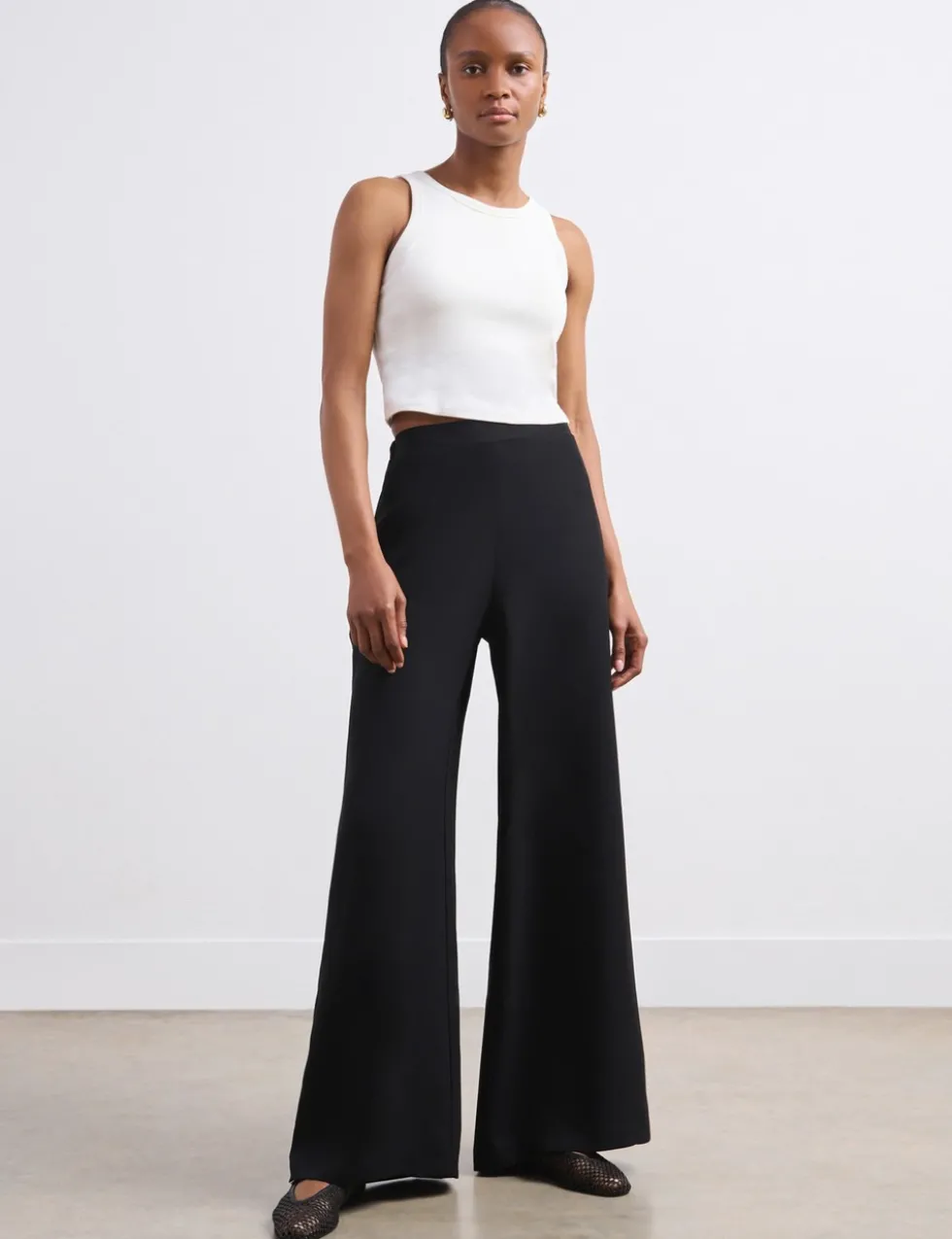 Elasticated Waist Wide Leg Trousers