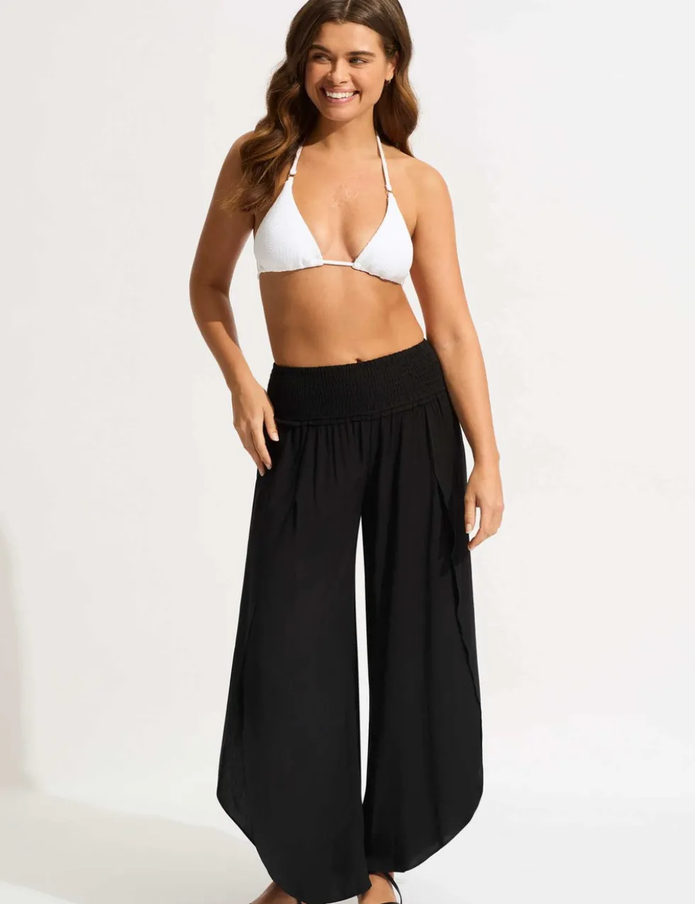 Elasticated Waist Wide Leg Trousers