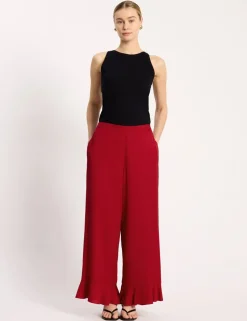 Elasticated Waist Wide Leg Flared Trousers